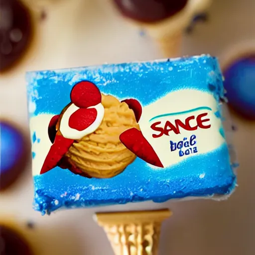 Image similar to sanic the hedgehog ice cream bar product photograph