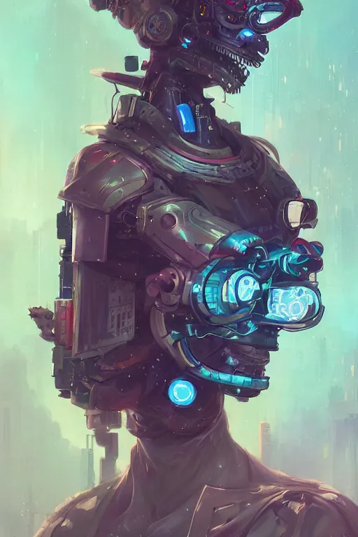 Image similar to portrait of a cybernetic samurai with holographic llama face, cyberpunk concept art by pete mohrbacher and artgerm and wlop and greg rutkowski and deathburger, digital art, highly detailed, intricate, sci-fi, sharp focus, llama, Trending on Artstation HQ, deviantart, unreal engine 5, 4K UHD image, daily deviation, llama llama