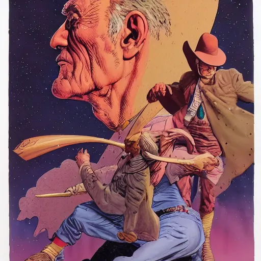 Image similar to jean giraud and moebius and don lawrence and alex ross and john romita jr, gouache and wash paints, smooth focus, sharp details, detailed details, bokeh, 4 k, fine 5 k details, fine details, fine intricate, fine facial proportionate, fine body proportionate / life as hopeless