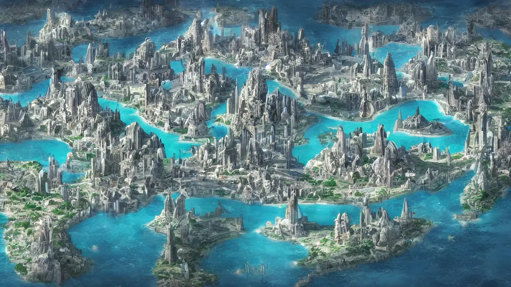 Prompt: digital painting of the advanced city of atlantis at its peak, circa 3 0 0 0 bc