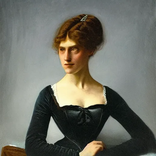 Prompt: A beautiful victorian woman, oil on canvas, portrait, dramatic lighting, masterpiece, painted by Caspar David Friedrich