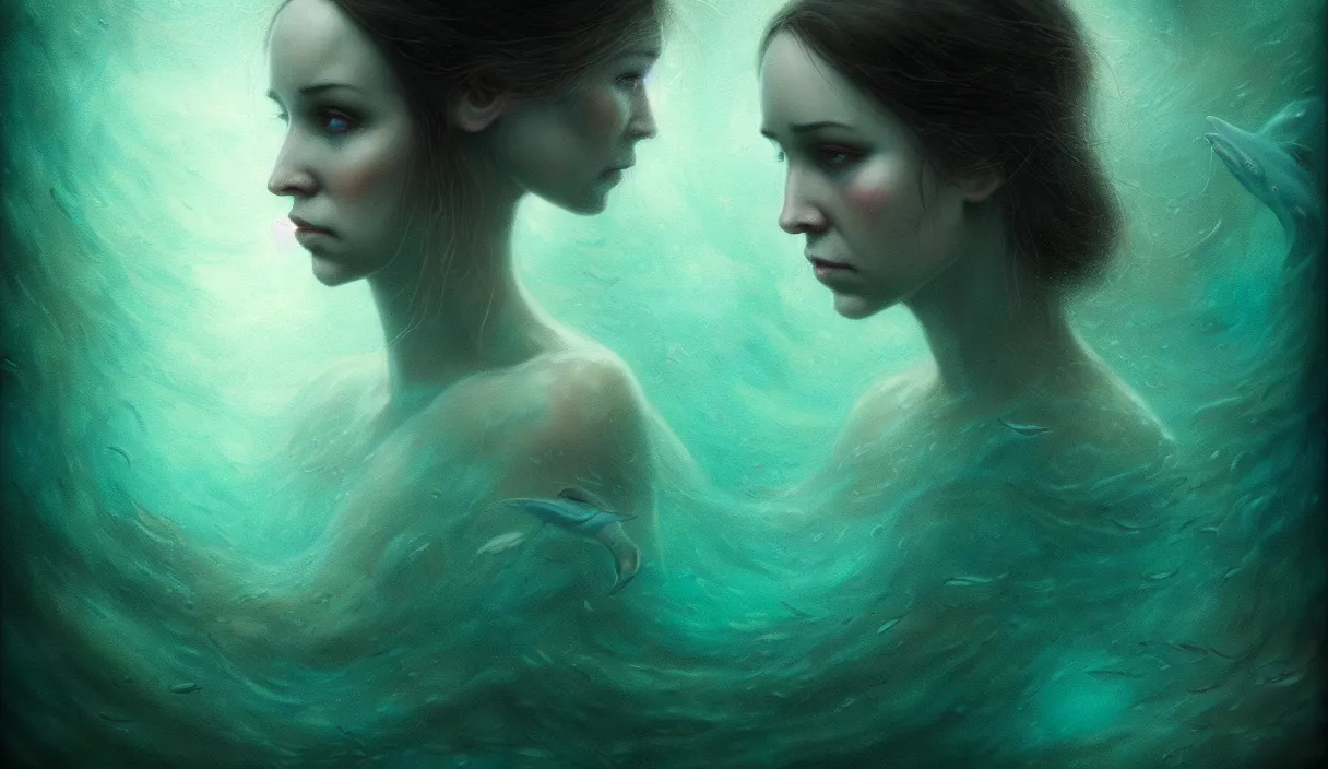 Image similar to epic professional digital art of hungry eyes, ambient teal light, painted, mysterious, closeup cinematic aquatic scene, eerie, mythic, detailed, intricate, grand, leesha hannigan, wayne haag, reyna rochin, ignacio fernandez rios, mark ryden, van herpen, artstation, cgsociety, epic, stunning, gorgeous, wow wow detail