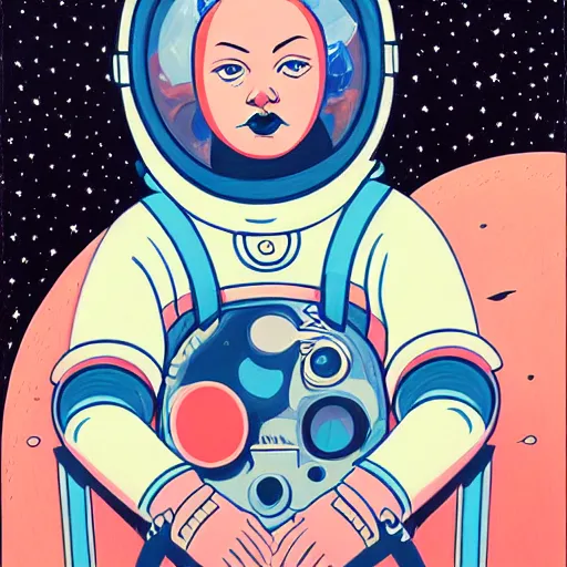 Prompt: oil painting of a girl lost in space, mcbess, james jean