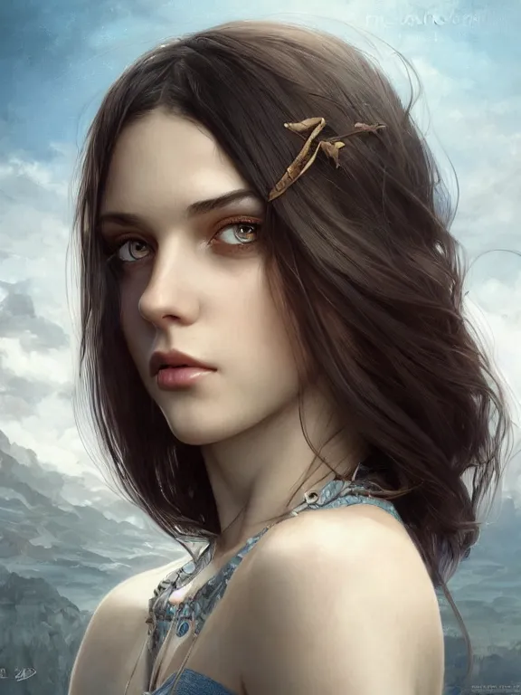 Prompt: hyperdetailed photo of a beautiful ukrainian girl with brown eyes and dark bob hairstyle, winds of winter, au naturel, blue eyes, cinematic lighting, studio quality, smooth render, smooth, sharp focus, illustration, art by artgerm and greg rutkowski and alphonse mucha and ian sprigger and wlop and krenz cushart