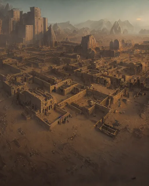 Image similar to the ivore fields, city of sand, a trading center used by the ancient tribes, dangerous place, environment art, fantasy art, landscape art, in the style of greg rutkowski, illustration, epic, fantasy, intricate, hyper detailed, artstation, concept art, smooth, sharp focus, ray tracing