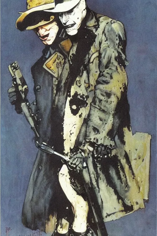Image similar to Walter Joseph Kovacs aka Rorschach from the movie Watchmen painted by Norman Rockwell
