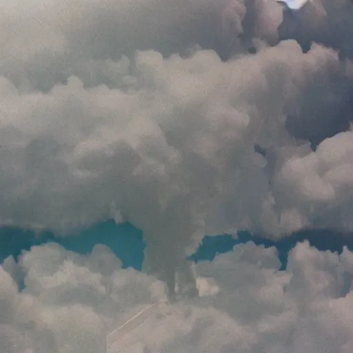 Prompt: polaroid photo of fluffy clouds in the sky looking like stay puft marshmellow man