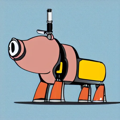 Prompt: robot pig with thruster attachment, diagram and schematic