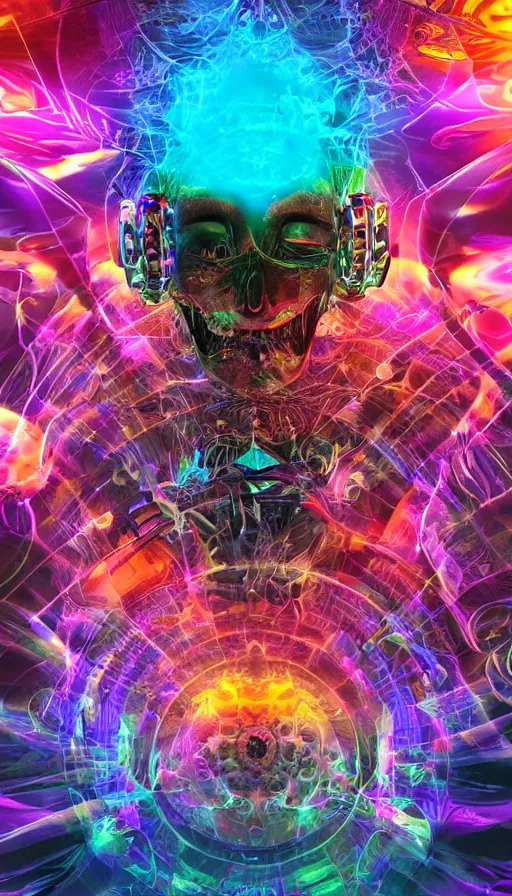 Image similar to psytrance artwork, with 3 d render