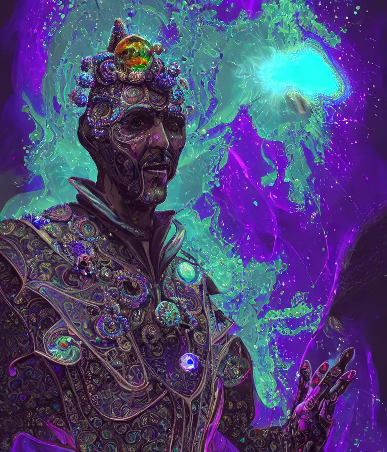 Image similar to front!!! shot of a court jester!!! character, mesmerizing fractal hypercubes, dark holography!!!, future, oil slick nebula, crystalline edges, (((intricate))), elegant, highly detailed, centered, (((artstation, concept art, jagged, sharp focus, artgerm, Tomasz Alen Kopera, Peter Mohrbacher, donato giancola, Joseph Christian Leyendecker, WLOP, Boris Vallejo))), ((raytracing)), mugshot!!!!!, ugly!!!!!!, octane render, nvidia raytracing demo, octane render, nvidia raytracing demo, octane render, nvidia raytracing demo, 8K