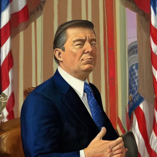 Image similar to tommyinnit as the president of the united states, illustration, realistic, 8 k