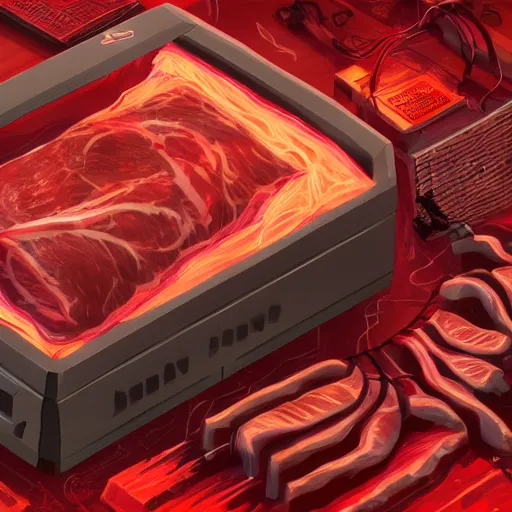 Prompt: , meat box with wires sticking out, a computer made out of flesh, computer made out of human flesh, skin on the gaming pc, personal computer horror, server, electronic, skinned alive, blood, teeth, intricate, highly detailed, digital painting, artstation, concept art, smooth, sharp focus, illustration,