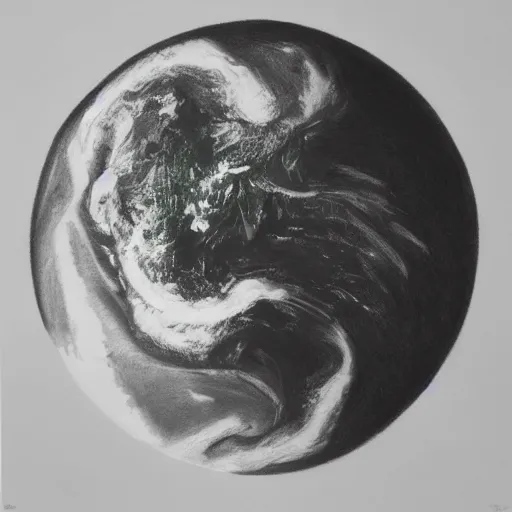 Image similar to a beautiful portrait of the earth in pencil drawing, cgsociety
