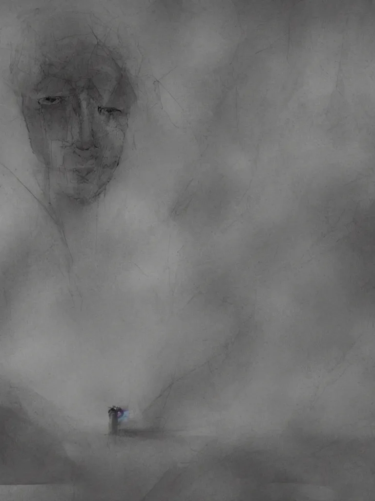 Prompt: derealization in the dark concept art, blunt borders, rule of thirds