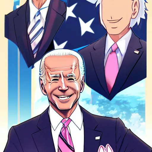 Image similar to joe biden as anime girl anime style, high detail, anatomically correct,