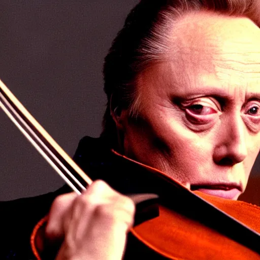 Image similar to Christopher Walken with a violin coming out of his ear