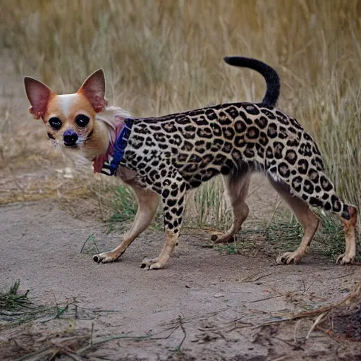 Prompt: a hybrid between a chihuahua and a leopard, photography, award winning, documentary, wildlife, national geographic channel, discovery channel, 8 k