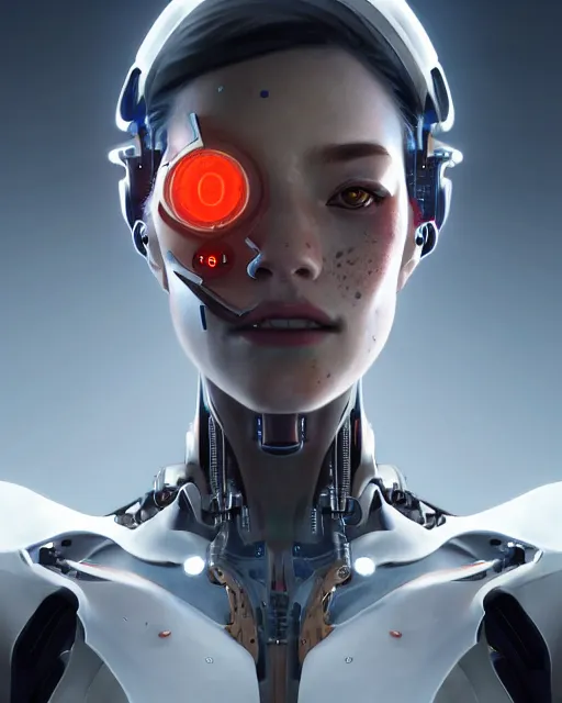 Prompt: beautiful digital painting of a stylish cyborg tokyo with high detail, real life skin, freckles, 8 k, stunning detail, works by artgerm, greg rutkowski and alphonse mucha, unreal engine 5, 4 k uhd