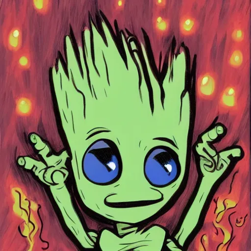 Prompt: Baby Groot, in the style of Dr. Seuss