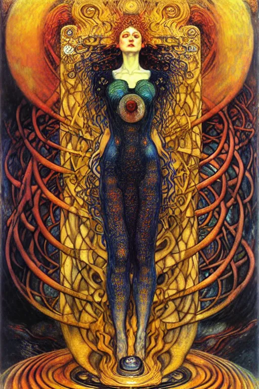 Image similar to Divine Chaos Engine by Karol Bak, Jean Delville, William Blake, Gustav Klimt, and Vincent Van Gogh, symbolist, visionary