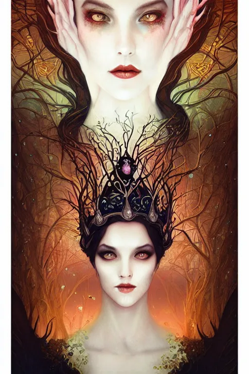 Image similar to jeweled Crown, other worldly, fairy autumn court, art nouveau, by Anato Finnstark, Tom Bagshaw, Brom