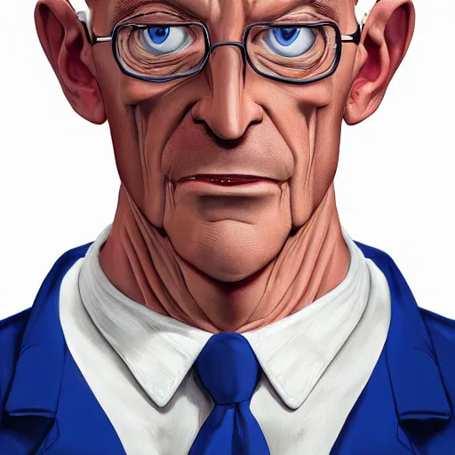 Image similar to A middle-aged Dr. Venture in real life with a hooked nose, a long gaunt face and skinny body and neck, very thin and bald, realistic, very realistic, hyperrealistic, highly detailed, very detailed, extremely detailed, detailed, digital art, oil painting, trending on artstation, headshot and bodyshot, detailed face, very detailed face, extremely detailed face, HD Quality, 8k resolution, very very detailed face, real life