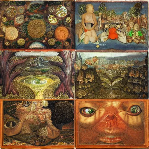 Image similar to deflective intricate cosmic city square trout grill chocolate neutron , by Richard Dadd and Benoit B. Mandelbrot and Filippino Lippi , child's drawing , speedpainting , An arcylic art