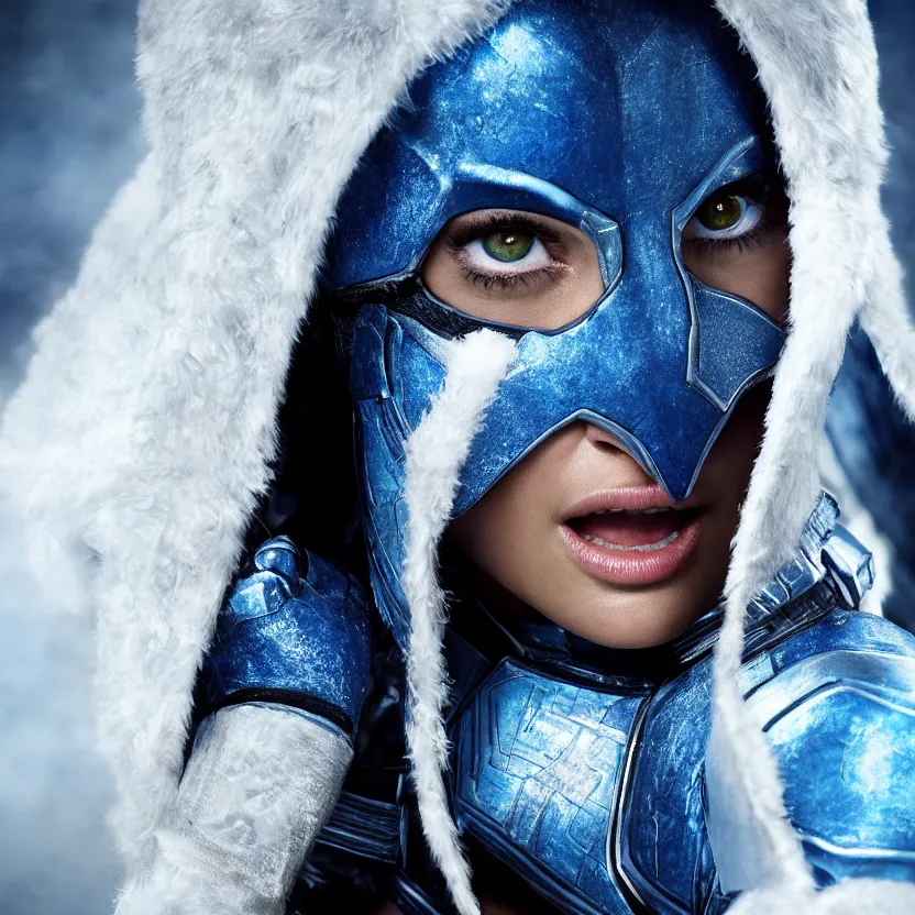 Image similar to natalie portman as subzero from mortal combat, studio photography, nikon 5 0 mm portrait photography, ultra realistic, cinematic