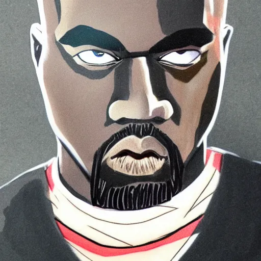 Image similar to kanye west drawn in the style of dragon ball z