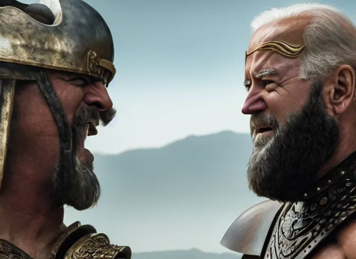 Image similar to film still of joe biden as leonidas in 3 0 0 movie, huang guangjian, 8 k