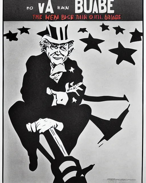 Image similar to George Bush as Uncle Sam in a war propaganda poster