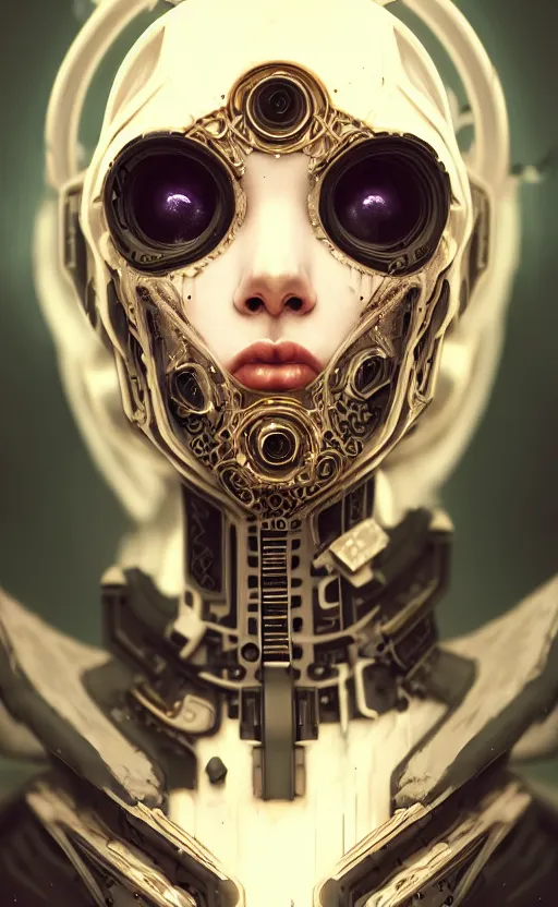 Image similar to soft lustrous ebony ivory biotech raver gutter punk gothic cyborg, golden ratio, details, scifi, fantasy, cyberpunk, intricate, decadent, highly detailed, digital painting, octane render, artstation, concept art, smooth, sharp focus, illustration, art by artgerm, loish, wlop