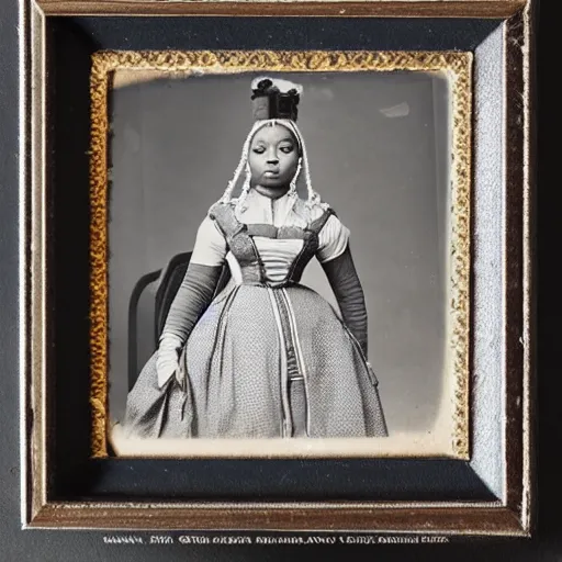 Image similar to albumen print portrait of nicki minaj wearing 1 8 0 0 s clothing, very detailed, very intricate,