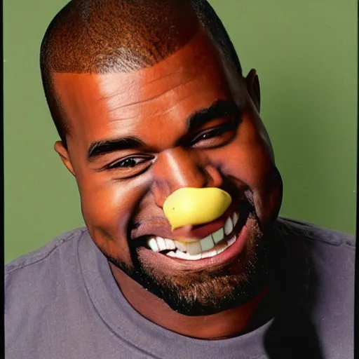 Image similar to Kanye West smiling and holding pikachu for a 1990s sitcom tv show, Studio Photograph, portrait C 12.0