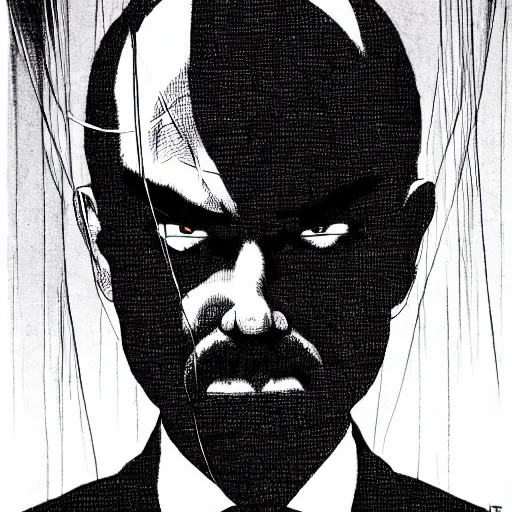 Image similar to Ben Bernanke looking sinister, by Tsutomu Nihei, highly detailed