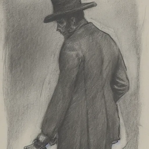 Image similar to occult detective by alfred stevens in charcoal