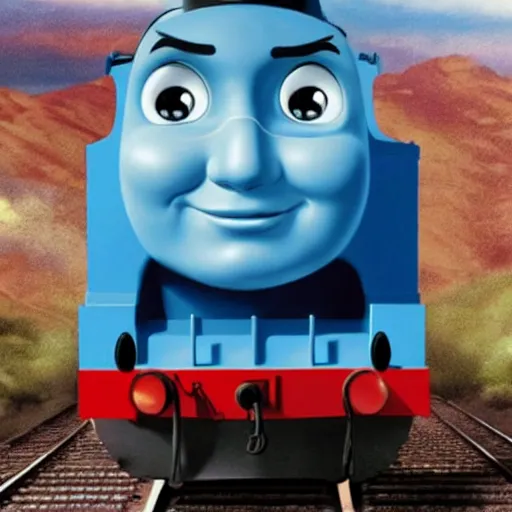 Prompt: steven seagal as thomas the tank engine