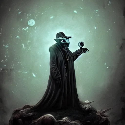 Prompt: a portrait of a plague doctor gunslinger in the abyss of deep space, photorealistic, detailed photography, divinity, awful, cosmic horror, religious art