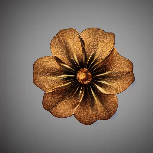 Prompt: a flower made of metal, 8 k, photorealistic, photograph, award winning, gloden hour, volumetric light