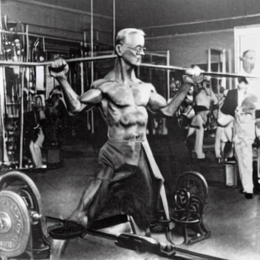 Prompt: Woodrow Wilson Pumping Iron