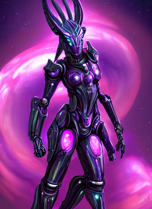 Image similar to cinematic goddess body shot, galactic sized beautiful stunning hot anthropomorphic robot mecha female dragon, sleek dragon head, metal ears, led purple eyes, smooth fuschia skin, nebula size, smooth silver armor, in space, epic proportions, macro epic size, epic scale, furry art, dragon art, giantess art, warframe fanart, furaffinity, octane