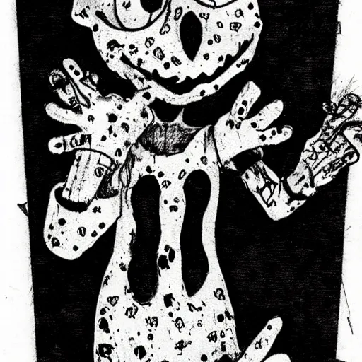Prompt: grunge drawing of a cartoon elmo by mrrevenge, corpse bride style, horror themed, detailed, elegant, intricate