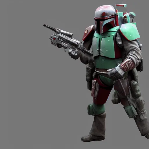 Image similar to Boba Fett, an ambient occlusion render by Shinji Aramaki, featured on zbrush central, toyism, rendered in unreal engine, polycount, hard surface modeling