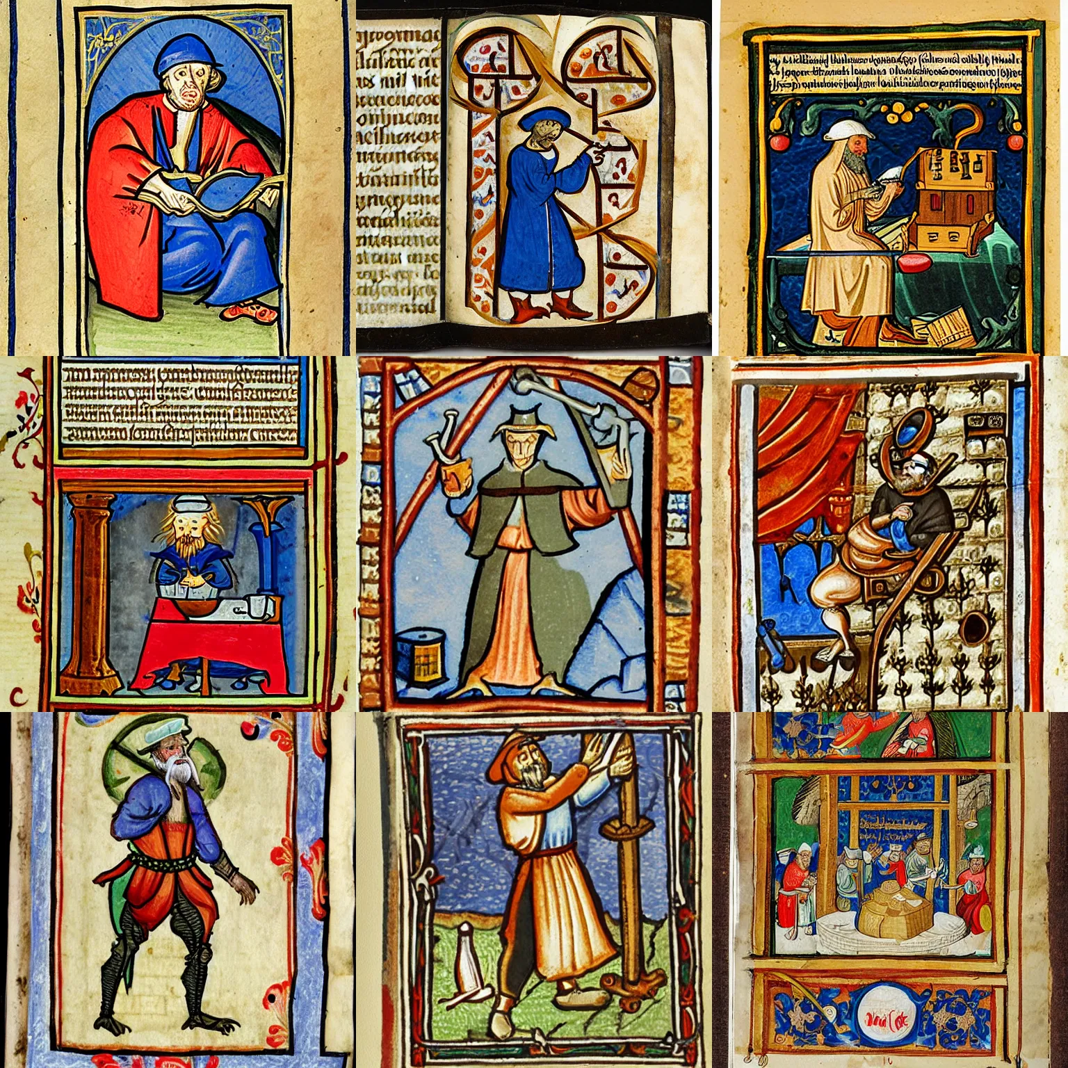 Prompt: medieval brewer on a illuminated manuscript