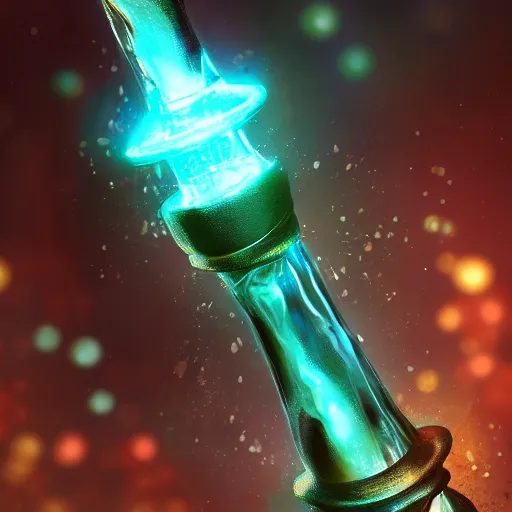 Prompt: a water magical staff, bokeh, ultrafine detail, concept art, dnd, digital art, artstation