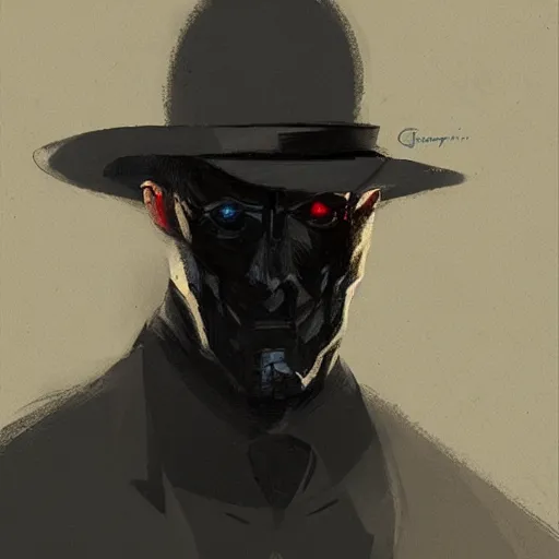 Image similar to a portrait of noir robot detective, in the style of greg rutkowski