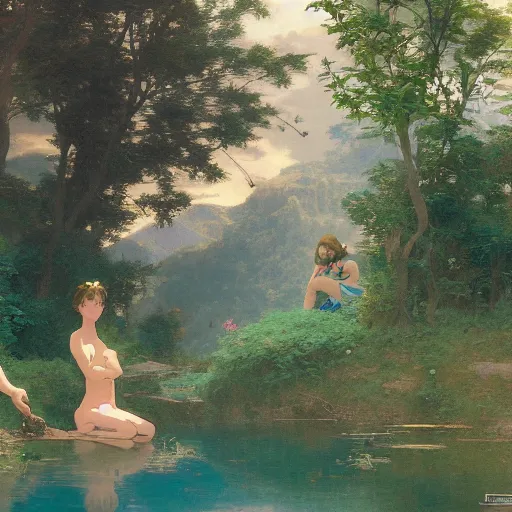 Prompt: detailed environment study lomo photo botw-studio-ghibli-William-Adolphe-Bouguereau-Hans-Zatzka #hyperreal #intricate #cinematic-composition, [32k hd]^10--w 450 | greek gods playing in nature