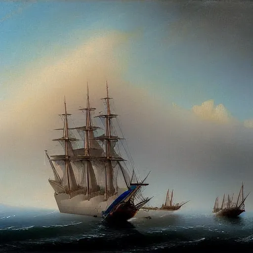 Image similar to minimalist futuristic zaha hadid ship painting by ivan aivazovsky
