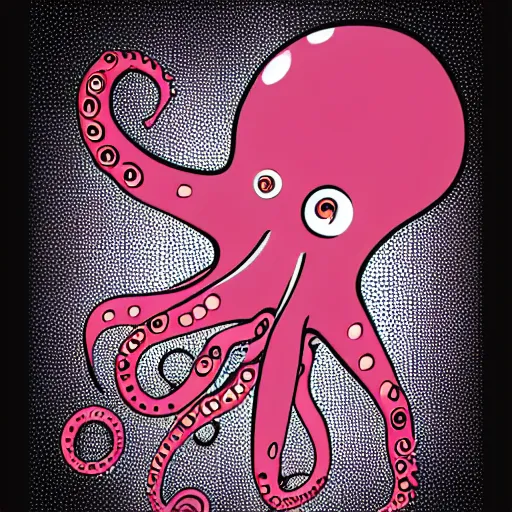 Image similar to cyborg octopus, digital art, geometric, vector art