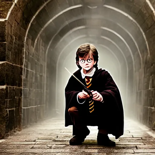 Prompt: professional photo of guerilla harry potter